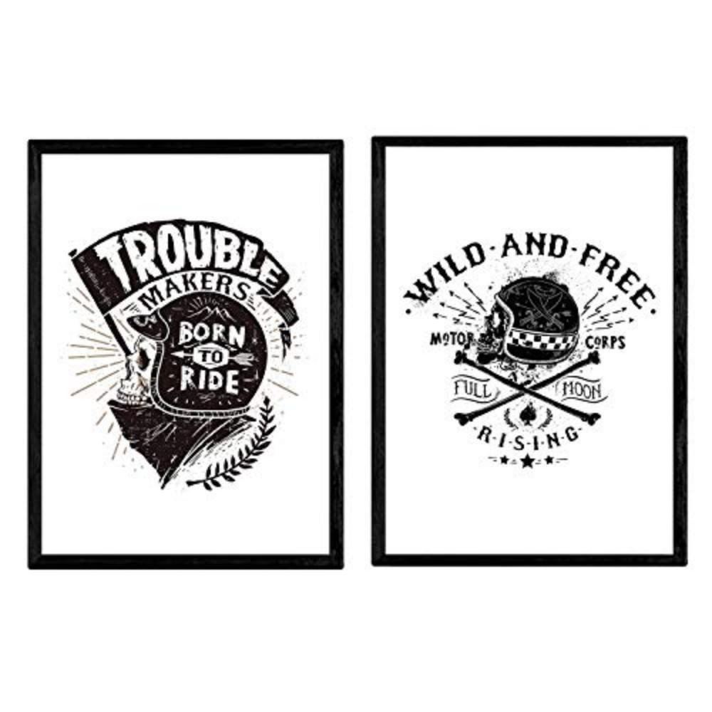 POSTER Set Mit 2 Salvaje Und Frei In Moto A4 Rahmenlos - Klar, Papier (29.7/5/21cm) - Nacnic