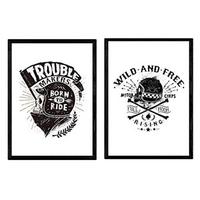 POSTER Set Mit 2 Salvaje Und Frei In Moto A4 Rahmenlos - Klar, Papier (29.7/5/21cm) - Nacnic