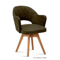 ARMLEHNSTUHL drehbar (6er-Set) Dosya 59x87x61 Eiche geölt/Khaki - Dunkelgrün/Eichefarben, Kunststoff (61/87/59cm) - 58aufmkessel