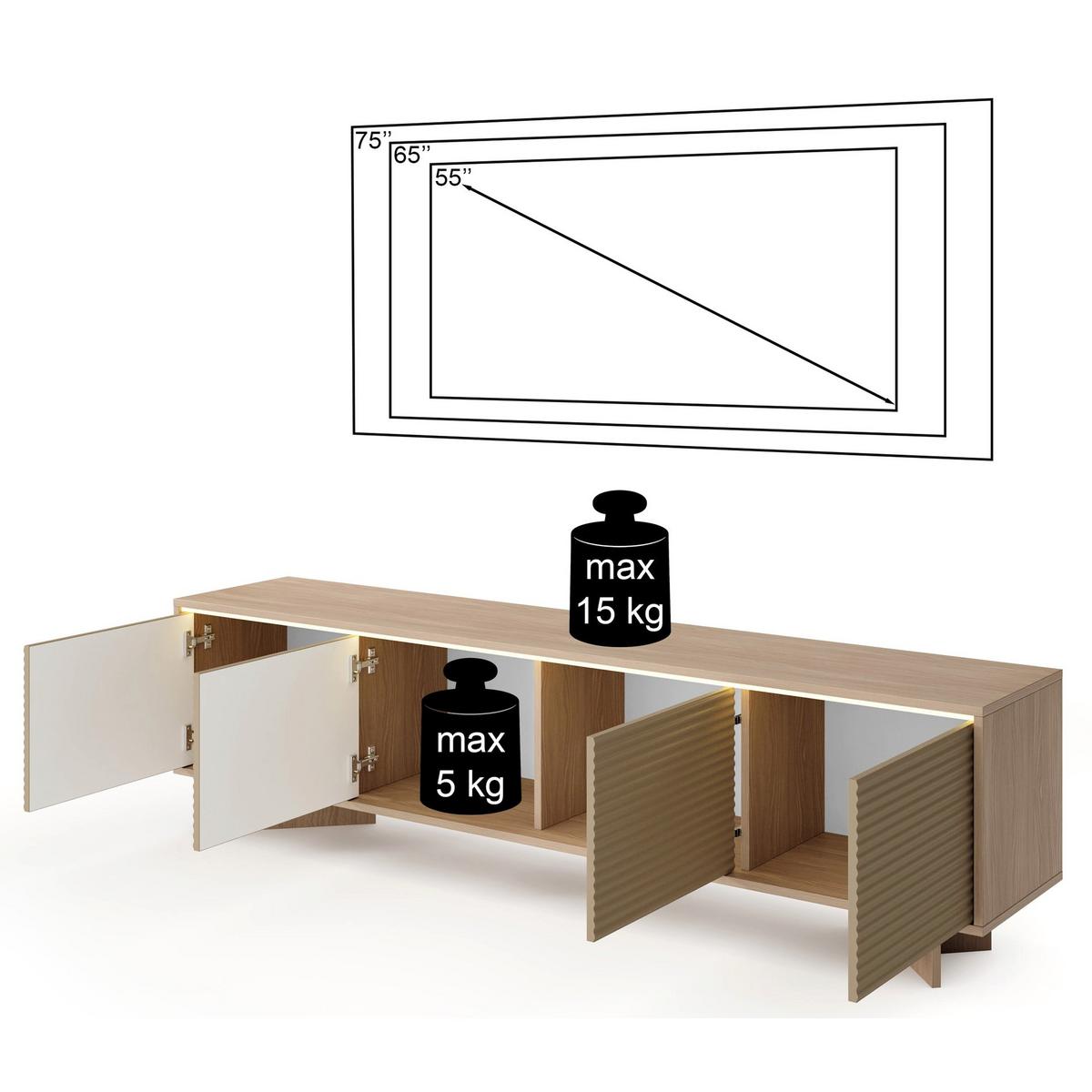 TV-LOWBOARD Semi 203 cm - Beige, Holzwerkstoff (203.9/54.4/40cm) - Selsey