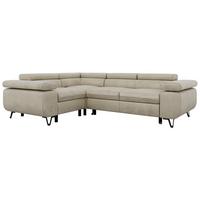 ECKSOFA FALCO L - Beige Velvet - Links Seite - Beige/Schwarz, Textil/Metall (197/268cm) - MKS