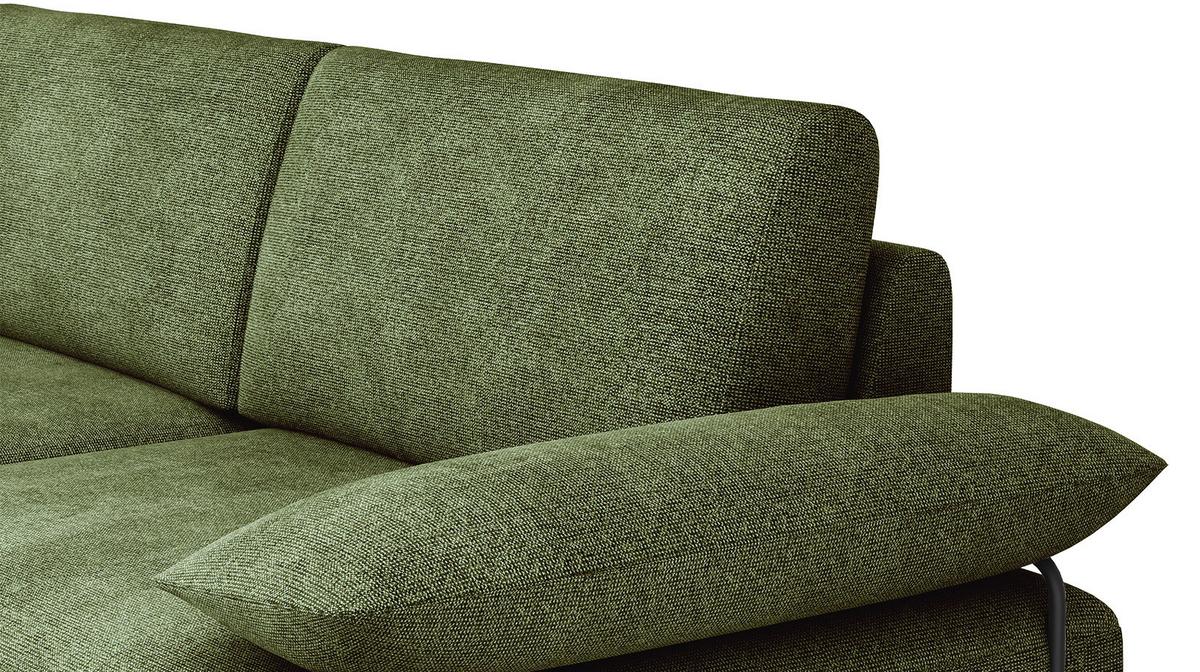 SOFA LORI 3-Sitzer, olivgrün - Schwarz/Olivgrün, Holzwerkstoff/Textil (245/87/96cm) - Wozimo