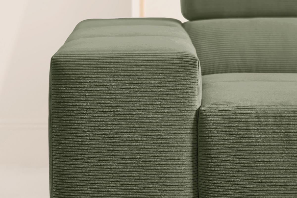 ECKSOFA MIT MOTORISCHEM SITZVORZUG NEVADA Dunkelgrün Cord Relaxfunktion - Dunkelgrün/Schwarz, Kunststoff/Textil (319/215cm) - KAWOLA