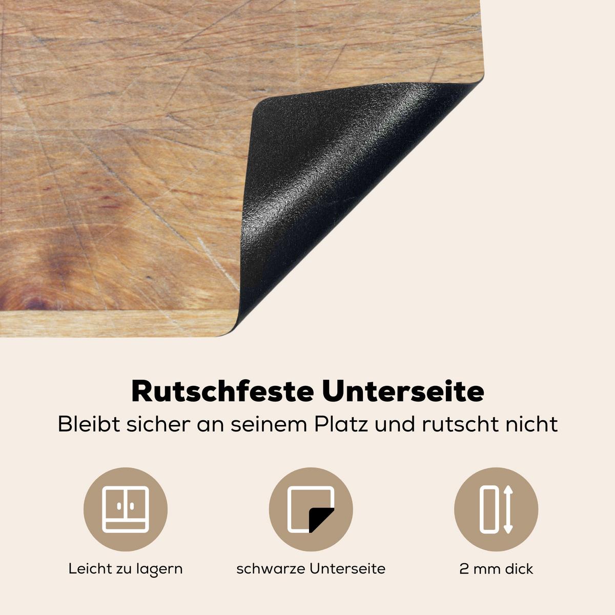 HERDABDECKPLATTE Holz - Löffel - Braun - Smiley Induktionsmatte 71x52 cm - Hellbraun, Kunststoff (71/52/0.2cm) - MuchoWow