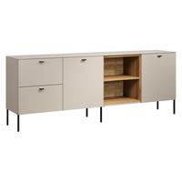 SIDEBOARD Kaschmir, Eiche 200 cm, Kommode mit Soft-Close - Kaschmir/Schwarz, Holzwerkstoff/Metall (200/75/40cm) - Top.Furn