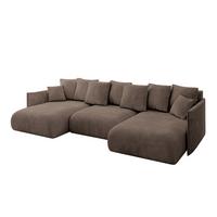 WOHNLANDSCHAFT mit Schlaffunktion und Bettkasten ONESK-U 317x177x72 Braun Velours - Braun, Holzwerkstoff/Kunststoff (317/72/177cm) - ALTDECOR