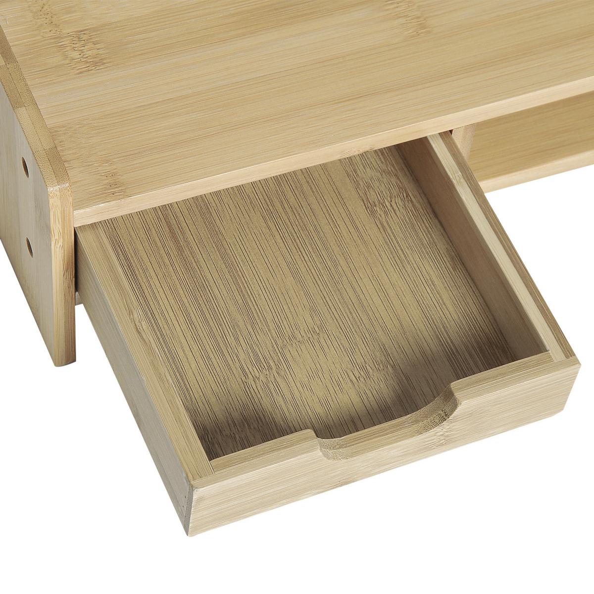 MONITORSTÄNDER Mit Schubladen Bildschirmständer Schreibtisch-Organizer Natur - Naturfarben, Holz (49/25.5/11.5cm) - HOMCOM