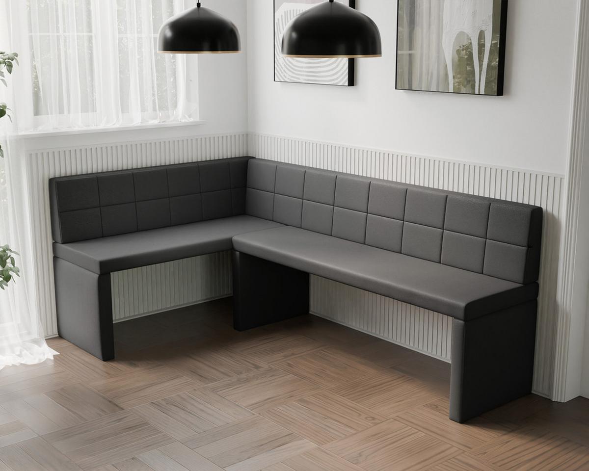 ECKBANK links MELVIN Kunstleder, 142/196 cm Anthrazit - Anthrazit, Holz/Kunststoff (142/196cm) - Idohome