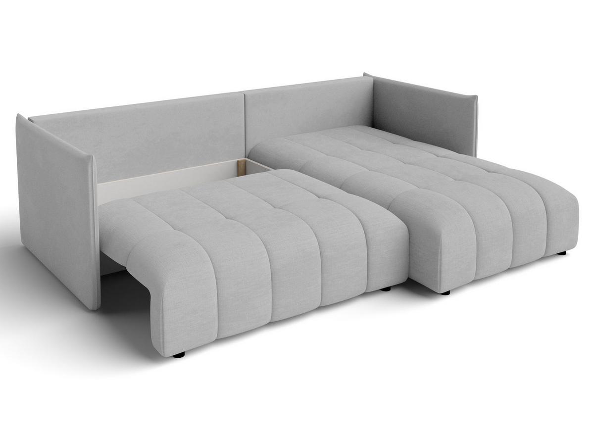 ECKSOFA L Form Cosmova Hellgrau 248/180/83 cm mit Schlaffunktion - Hellgrau/Schwarz, Kunststoff/Textil (248/180cm) - AX Living