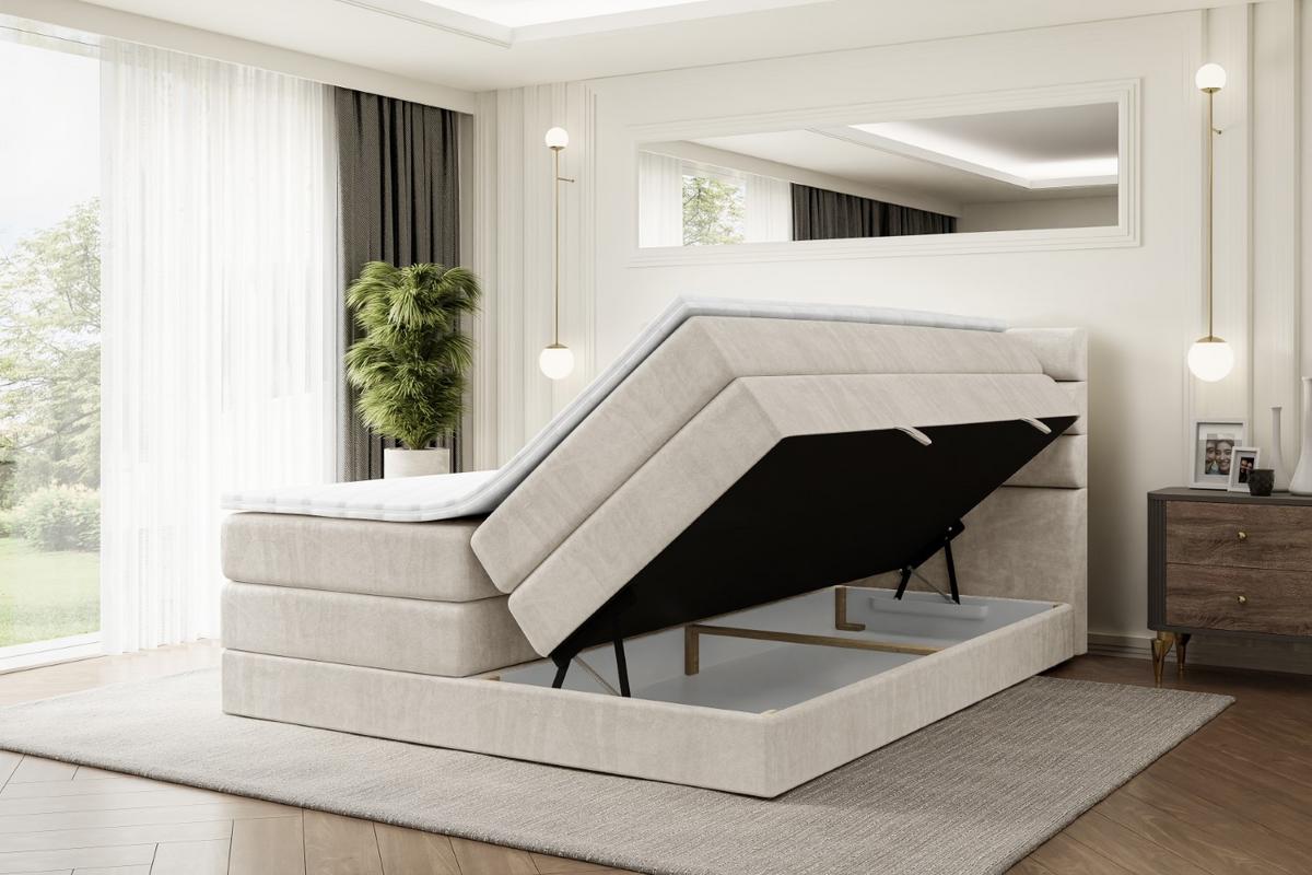 BOXSPRINGBETT CELESTIA KING - 140x200 - H3/H4 - Creme - Creme, Holzwerkstoff (140/200cm) - ALTDECOR