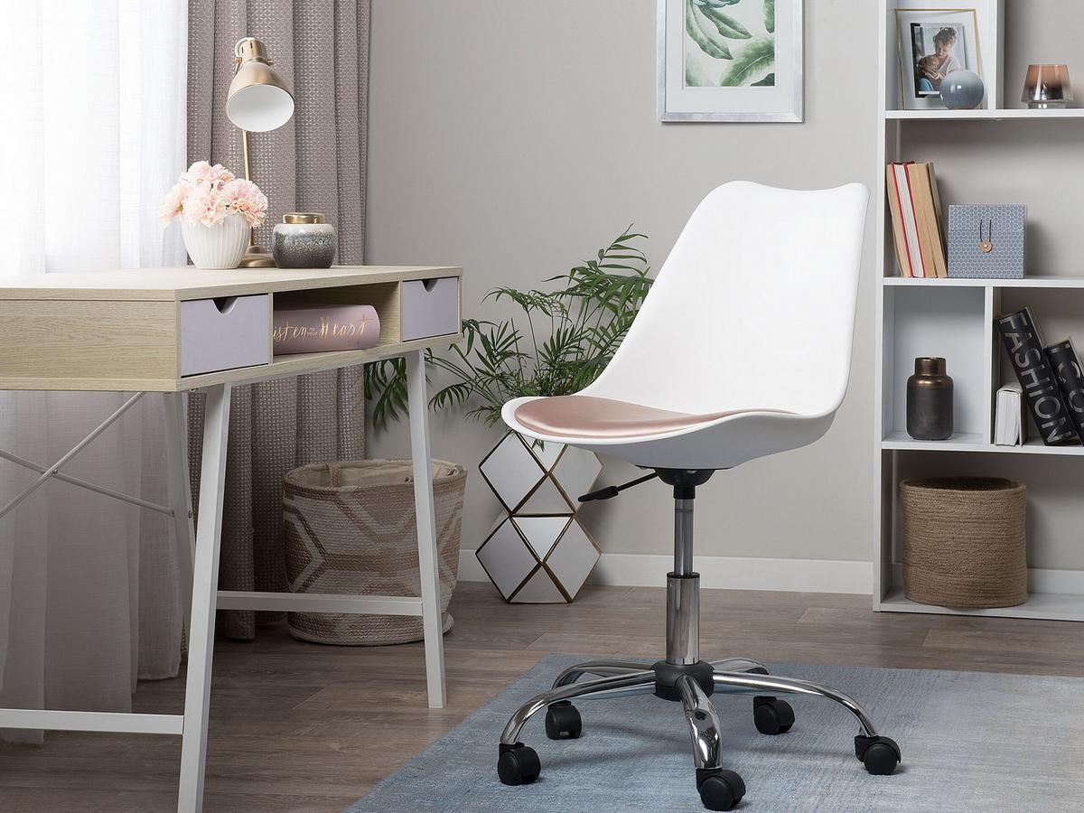 BÜRODREHSTUHL Kunststoff Weiß/Gold Dakota II - Weiß, Kunststoff/Textil (60/79/60cm) - Beliani