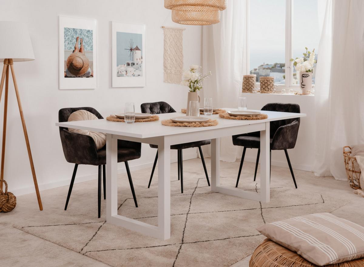 ESSTISCH weiß, 160 - 200 cm ausziehbar, Küchentisch bis 8 Personen - Weiß, Holzwerkstoff (90/160/75cm) - Furn.Design