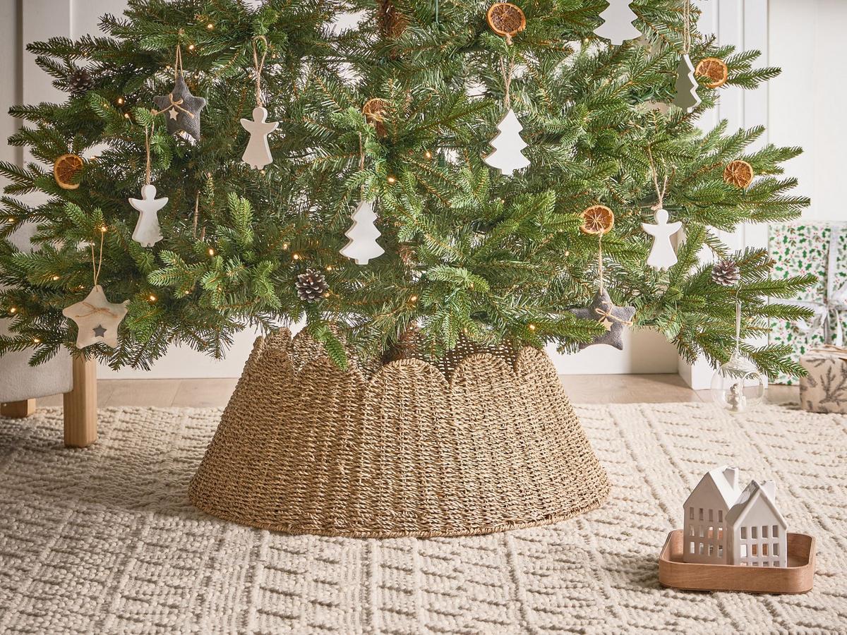 WEIHNACHTSBAUMKRAGEN 24 cm Naturfarben Givre - Naturfarben, Naturmaterialien (24cm) - Beliani