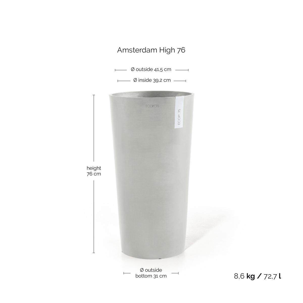 BLUMENTOPF Amsterdam High 41,5/76,8 cm Hellgrau - Hellgrau, Kunststoff (41.5/76.8cm) - Ecopots