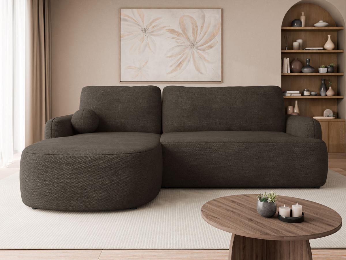 ECKSOFA Loridu, Seite: Links - Schwarz/Braun, Holz/Kunststoff (250/174cm) - MIRJAN24