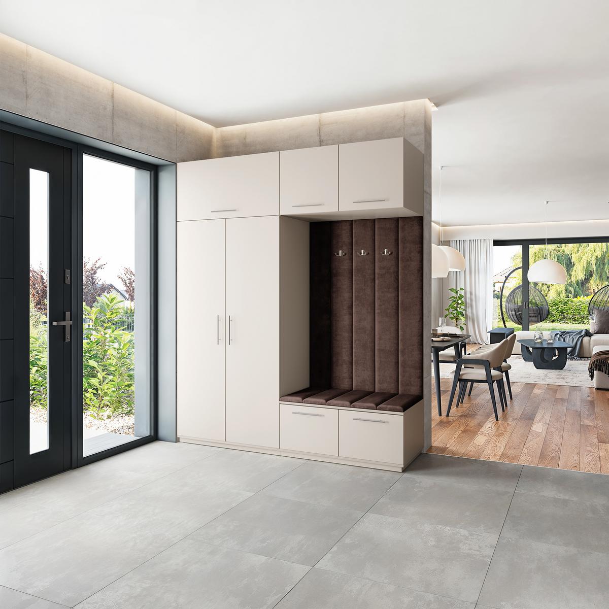 GARDEROBENSCHRANK REMA 200/240/60 cm Modern Garderobe-Set Kaschmir - Kaschmir/Braun, Holzwerkstoff (200/240/60cm) - MASSENO