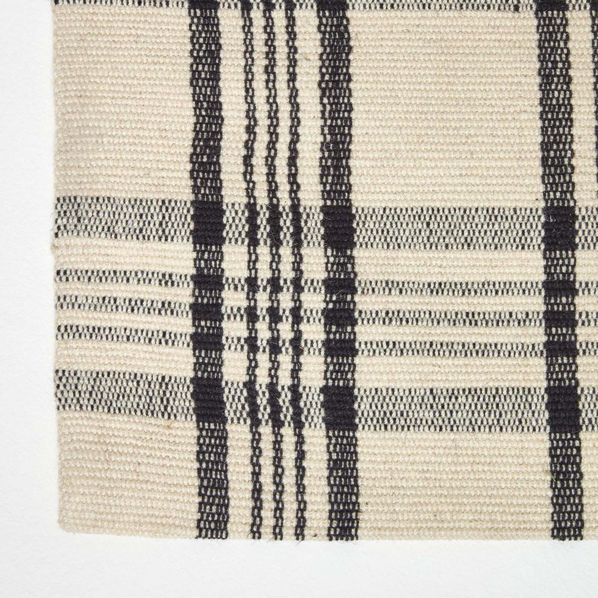 HANDWEBTEPPICH-LÄUFER Logan kariert 66/200 cm - Schwarz, Textil (66/200cm) - Homescapes