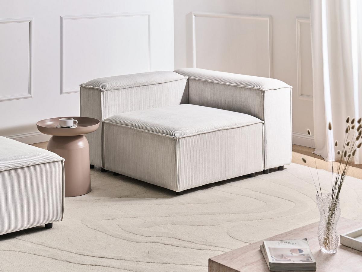 ECKMODUL Cord Cremeweiß linksseitig Ardal - Creme, Textil (120/68/120cm) - Beliani