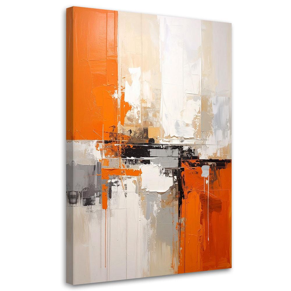 BILD auf Leinwand, Abstraktion in Orange und Beige mit städtischem Licht - Orange, Textil (80/120cm) - Feeby