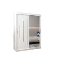 SCHWEBETÜRENSCHRANK 200/150/62 2-türig - Silberfarben/Weiß, Holz/Kunststoff (150/200/62cm) - Abiks Möbel