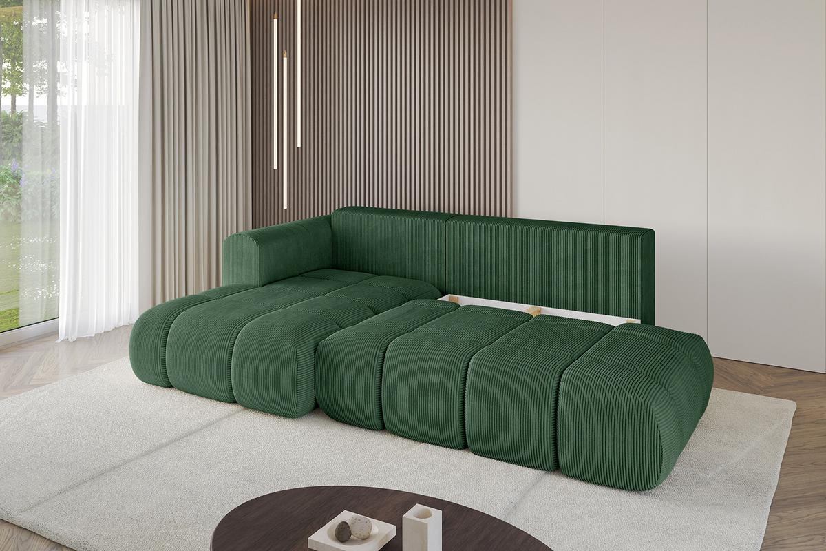 ECKSOFA Ottomane Links CLOUD-L 280x185x90 Grün Cord - Grün, Holzwerkstoff/Kunststoff (180/289cm) - ALTDECOR