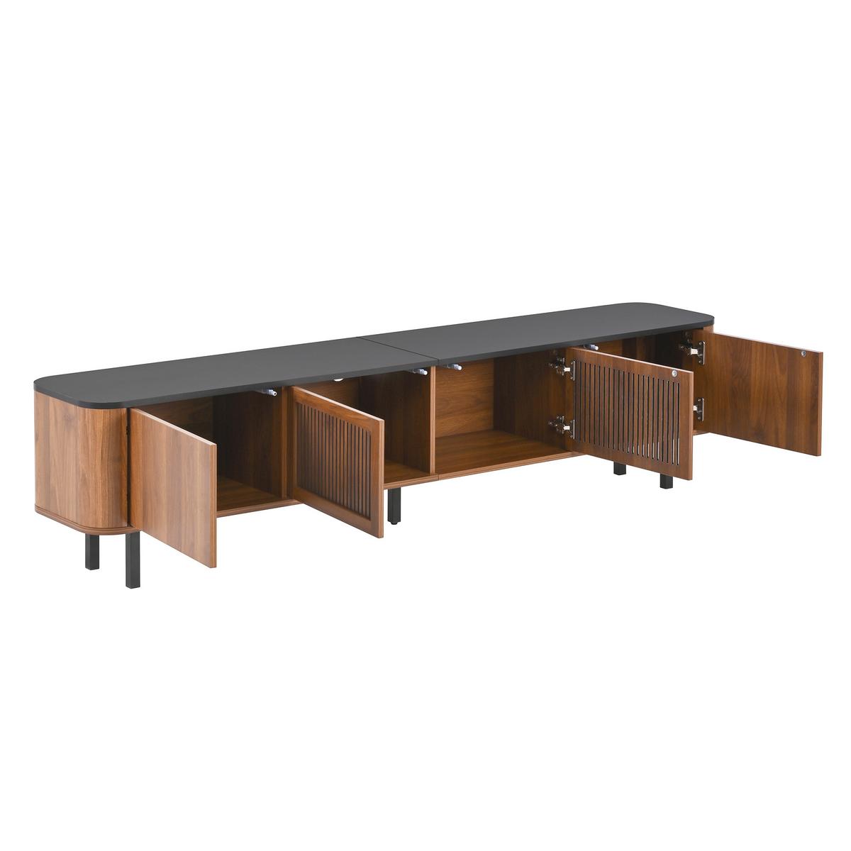 TV LOWBOARD walnuss schwarz modern 190cm stauraum - Walnussfarben, Holzwerkstoff (190/45/35cm) - Urban Meuble