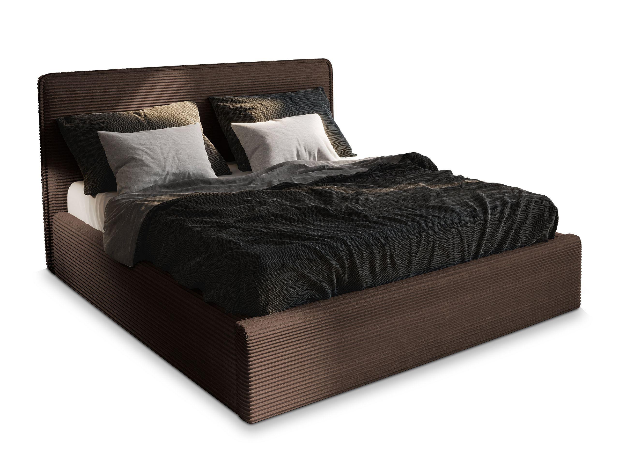 POLSTERBETT PARMA 120x200 cm mit Bettkästen - Braun - Braun, Holz/Textil - MASSENO