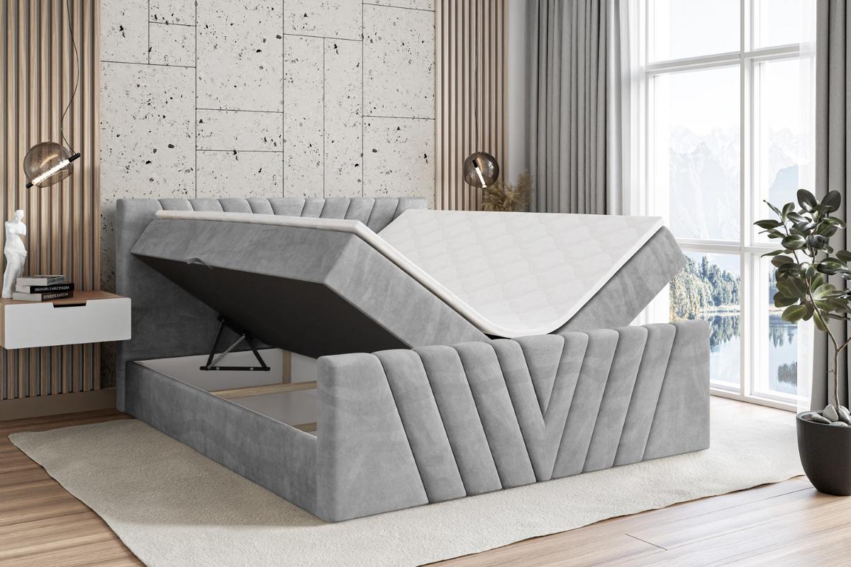 BOXBETT ERNINA-Z - 140x200 cm - H4 - Hellgrau - Hellgrau, Holzwerkstoff (140/200cm) - ALTDECOR