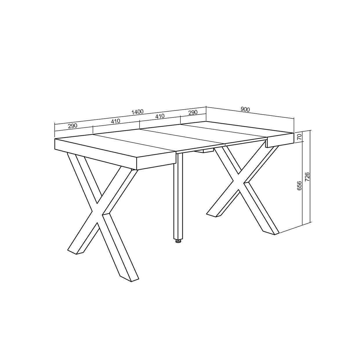 KONSOLENTISCH ausziehbar 58 bis 140cm, für 6 Gäste, eiche, 90/58/73cm - Eichefarben, Holzwerkstoff (90/140/73cm) - Skraut Home