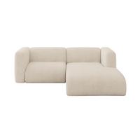 ECKSOFA Ottomane Rechts MIRA-L1 227x179x89 Beige Velours - Greige/Beige, Holzwerkstoff/Kunststoff (227/179cm) - ALTDECOR
