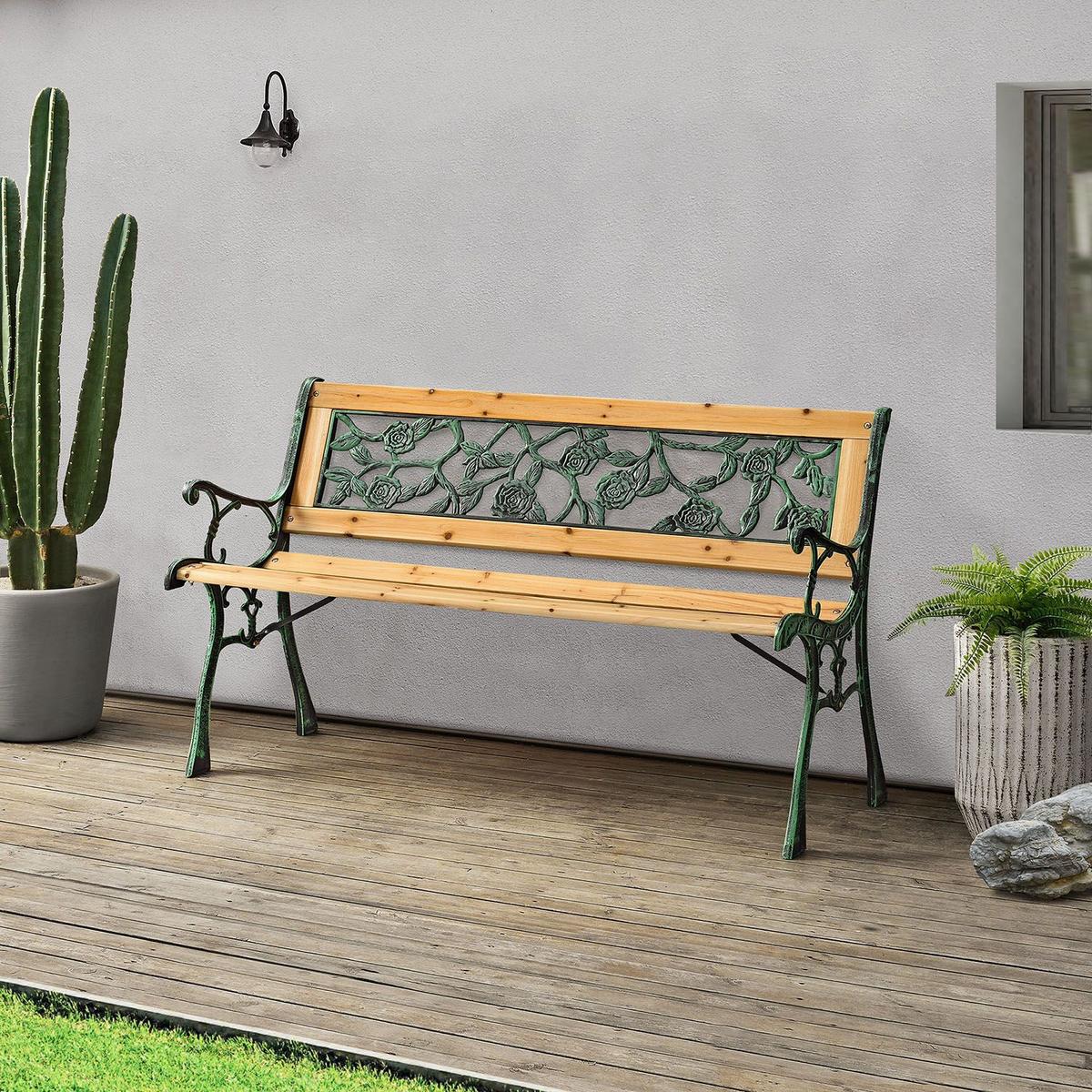 GARTENBANK Venezia 2-Sitzer - Braun, Holz (122/73/54cm) - Juskys