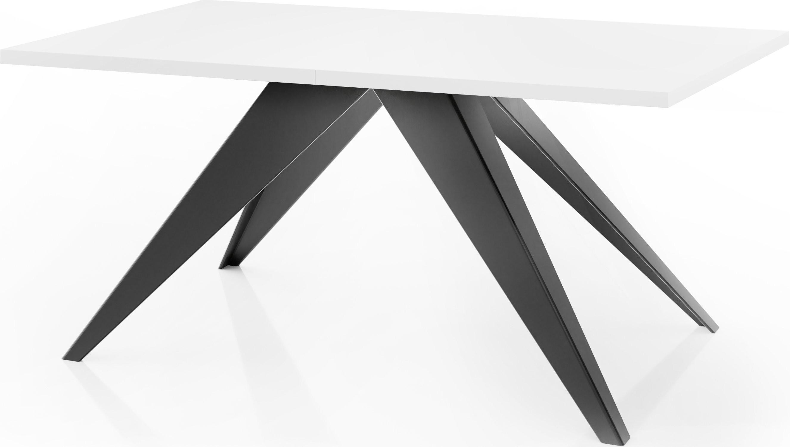 ESSTISCH Vance rechteckig ausziehbar, Weiß 140-240/80/76 cm - Schwarz/Weiß, Holzwerkstoff/Metall (80/240/76cm) - WFL GROUP
