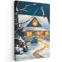 LEINWANDBILD Weihnachten - Weihnachtsbaum - Winter - Zuhause - Schnee Deko Groß 90x140 cm - Smaragdgrün, Textil (90/140cm) - MuchoWow