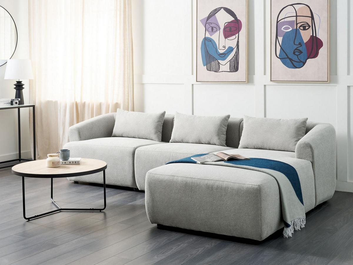 3-SITZER-ECKSOFA Stoff grau rechtsseitig Svansele - Grau, Textil (278/174cm) - Beliani