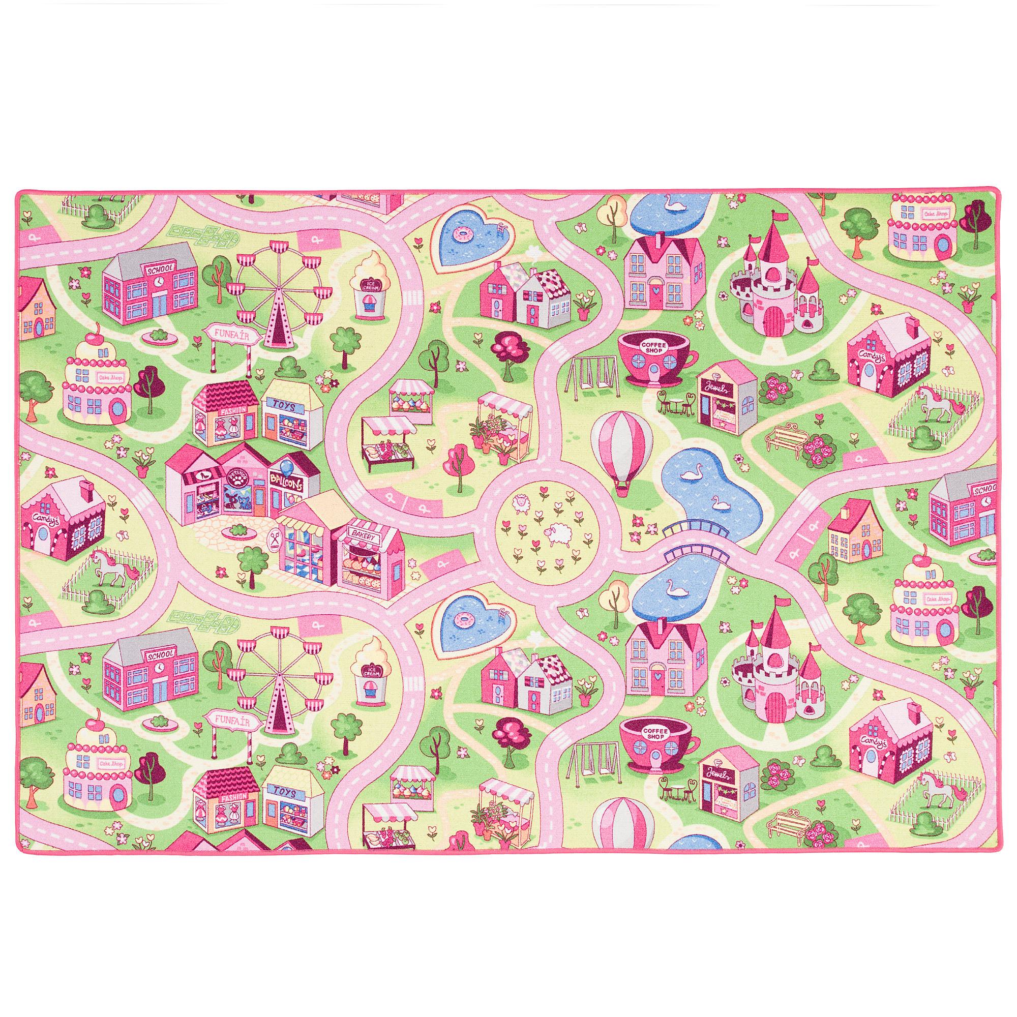 KINDER SPIEL STRASSENTEPPICH - Rosa, Textil (140/200cm) - Snapstyle