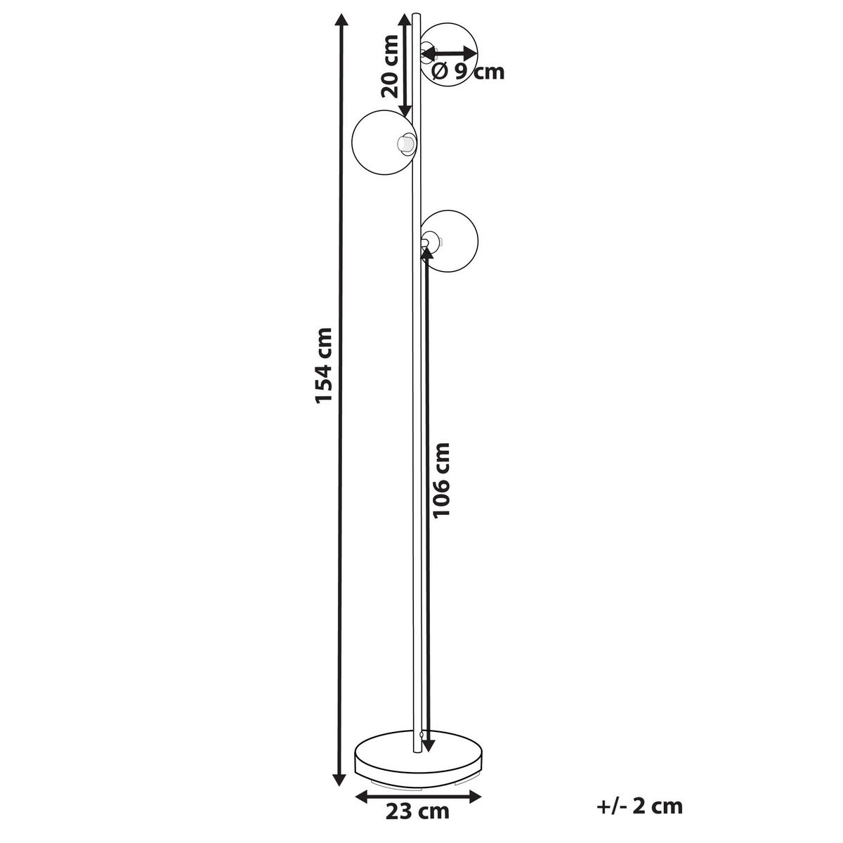 STEHLAMPE Ramis 23/23/154 cm - Silberfarben, Metall (23/23/154cm) - Beliani