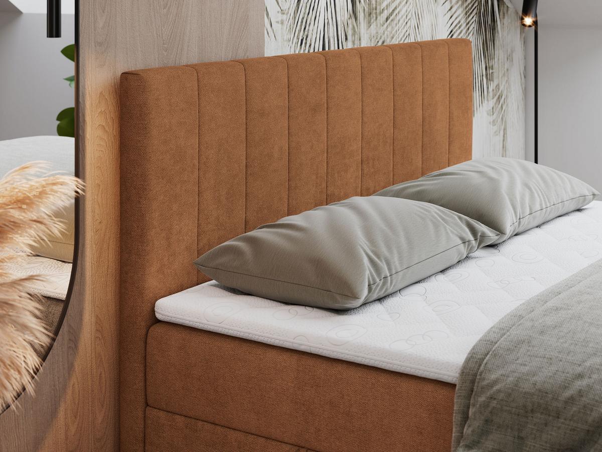 BOXBETT LOPE 120/200 - Orange Strukture - H4 - Orange, Holz/Textil (120/200cm)
