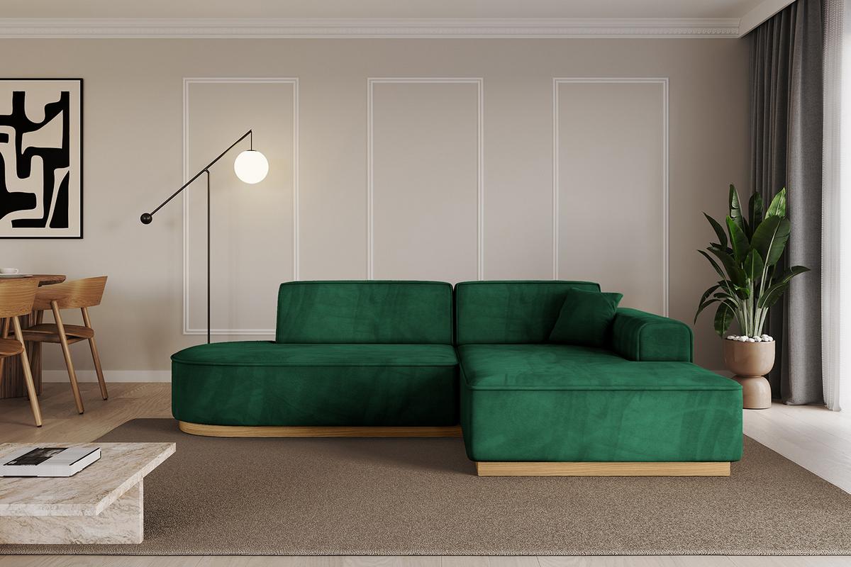 ECKSOFA Ottomane Rechts IREA-L1-v2 - 232x165x80 cm Grün - Dunkelgrün, Holzwerkstoff/Textil (232/165cm) - ALTDECOR