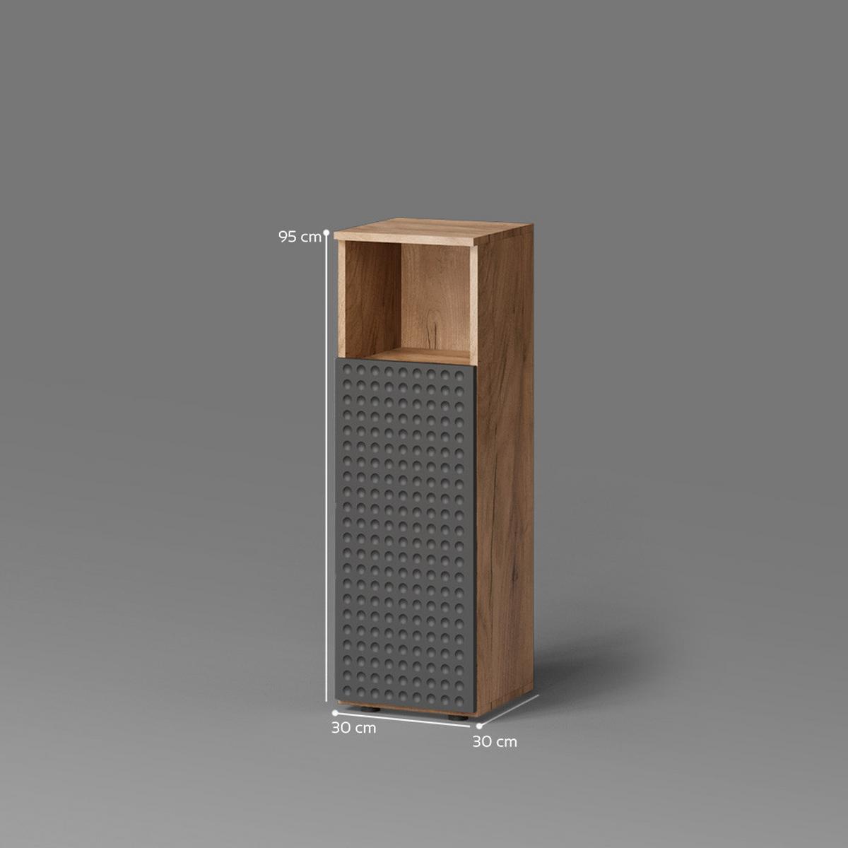 MIDISCHRANK Ronco Anthrazit gepunktet 30 x 95 cm - Anthrazit, Holzwerkstoff (30/95/30cm) - Livinity®