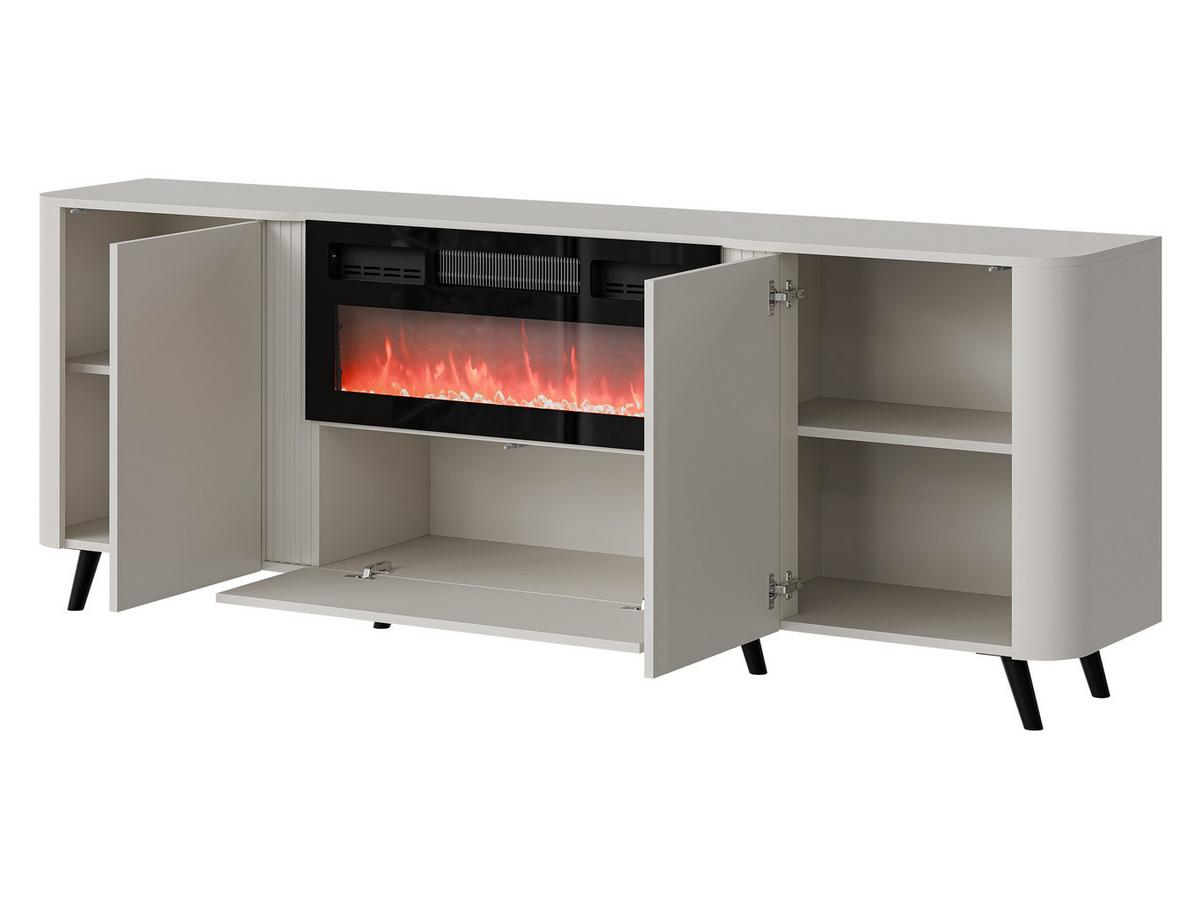 KOMMODE Volare 200 EF mit Kamin - Nussbaumfarben/Schwarz, Holzwerkstoff/Kunststoff (200/76/39cm) - MIRJAN24