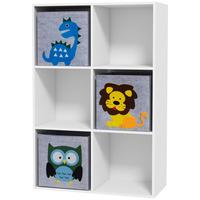 KINDERREGAL Kinder Bücherregal mit 3 Aufbewahrungsboxen für Kinderzimmer Weiß - Weiß, Holzwerkstoff (29.9/91.5/61.8cm) - ZONEKIZ