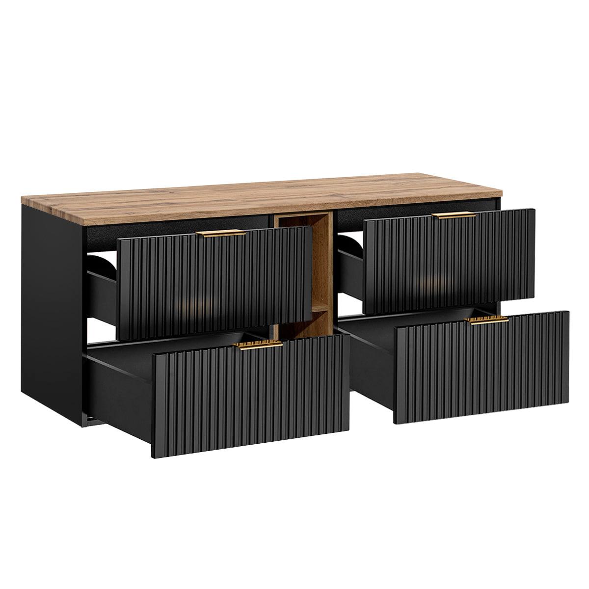 WASCHTISCHUNTERSCHRANK 140.8cm Adriel Schwarz und Holz - Schwarz, Holzwerkstoff (140.8/59/46cm) - Petits-meubles