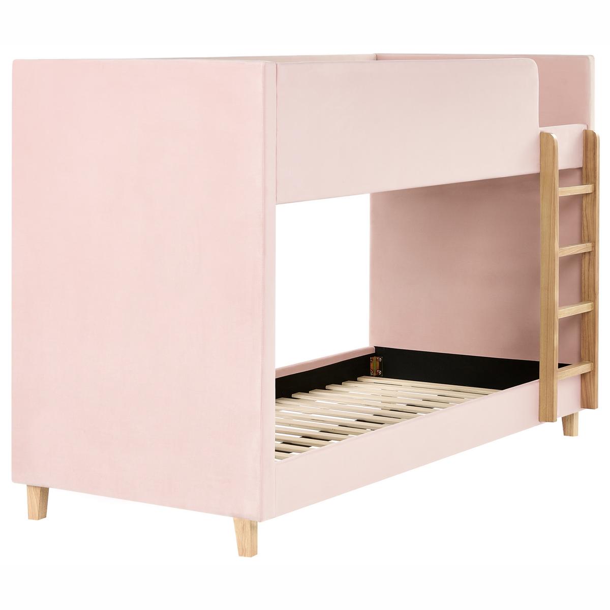 HOCHBETT Samtstoff 90/200 cm Pastellrosa Chocques - Pink, Textil (97/143/214cm) - Beliani