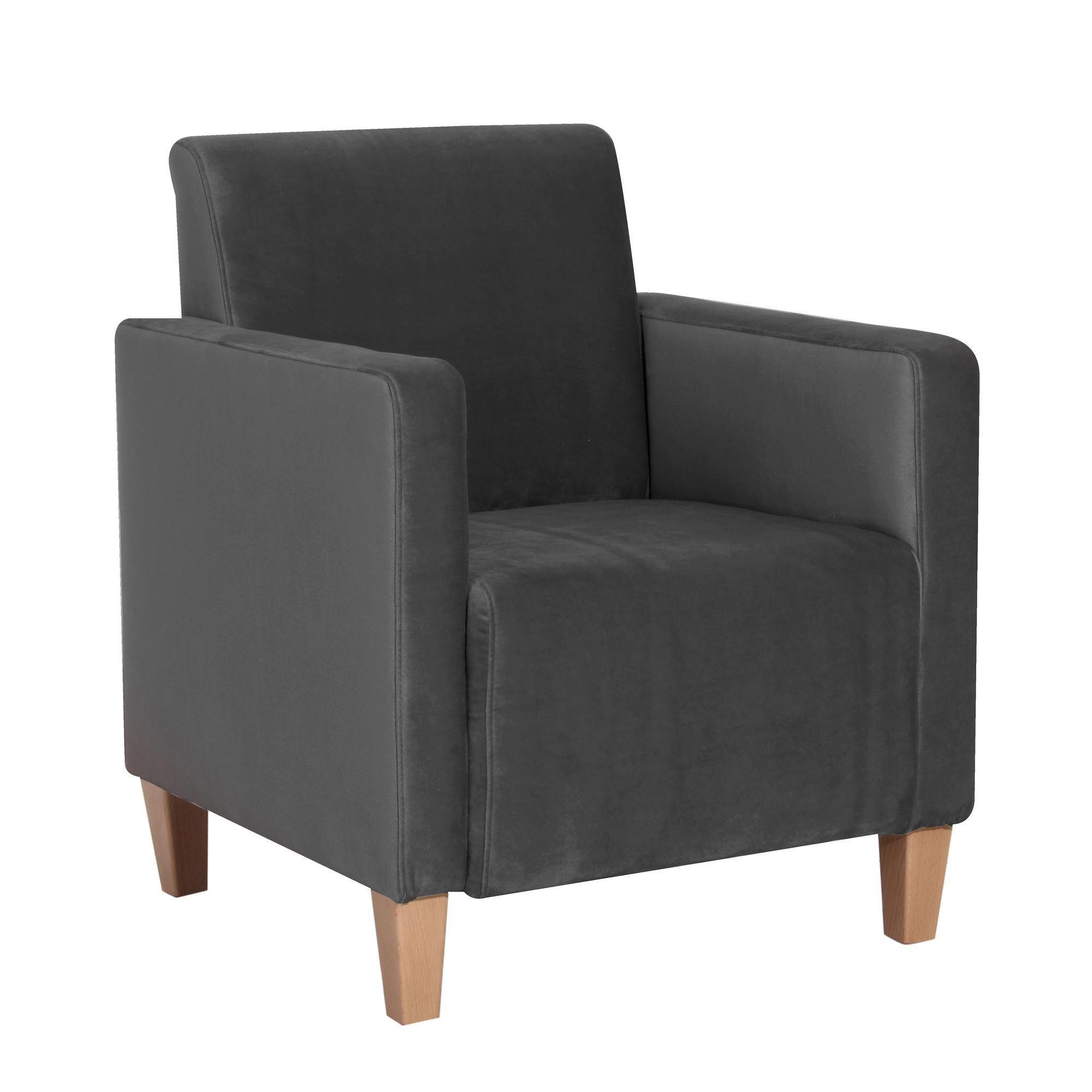 SESSEL Karol Bezug Samtvelours Buche natur / anthrazit - Anthrazit, Kunststoff (71/81/70cm) - 58aufmkessel