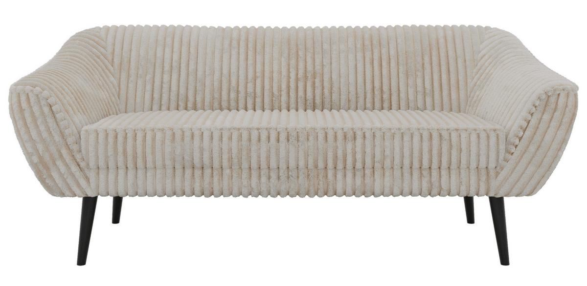 3-SITZER-SOFA PIRS - Beige Cord - Schwarze Beine - Beige/Creme, Holzwerkstoff/Textil (180/75/74cm) - MKS