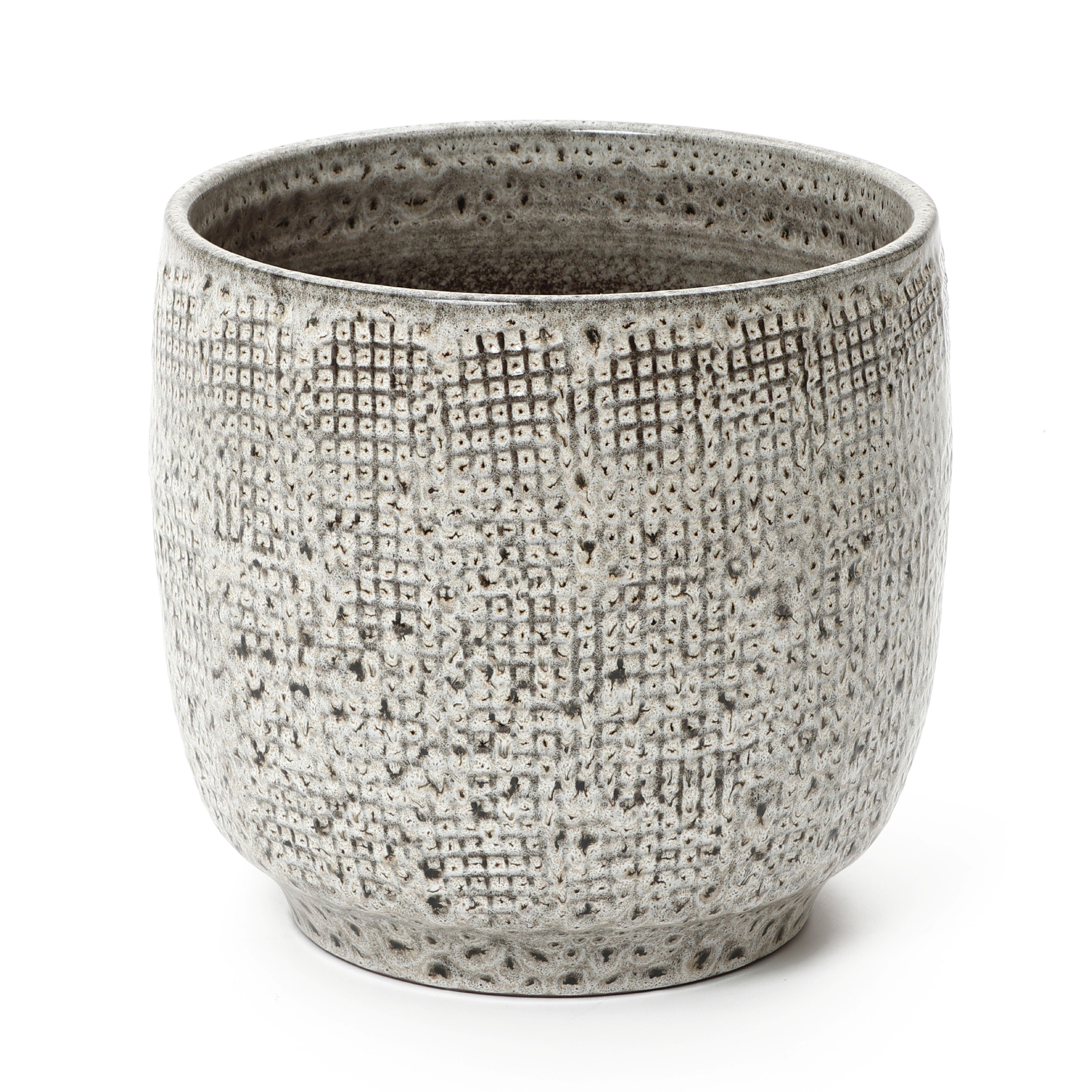 KERAMIK-BLUMENTOPF grau, Ø 30 × H 28 cm - Weiß, Keramik (28.8cm)