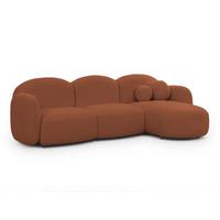 ECKSOFA Nuvola mit abgerundetem Design Terrakotta Bouclé-Stoff - Ottomane Rechts - Terracotta/Schwarz, Holz/Kunststoff (268/146cm) - S-Style Möbel