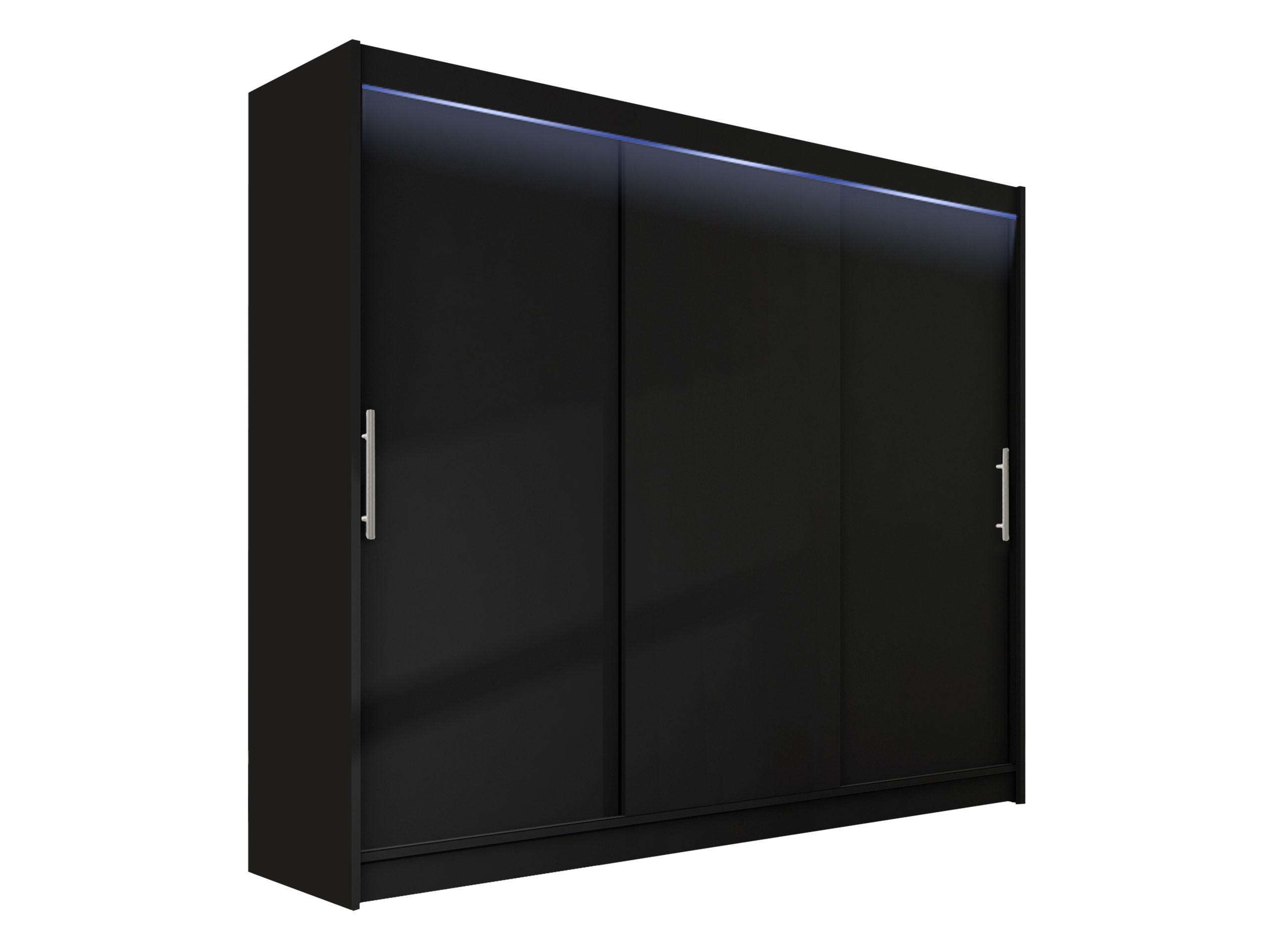 KLEIDERSCHRANK Aston II, mit RGB LED Beleuchtung - Silberfarben/Schwarz, Holzwerkstoff/Kunststoff (250/215/58cm) - MIRJAN24