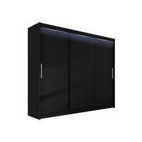 KLEIDERSCHRANK Aston II, mit RGB LED Beleuchtung - Silberfarben/Schwarz, Holzwerkstoff/Kunststoff (250/215/58cm) - MIRJAN24