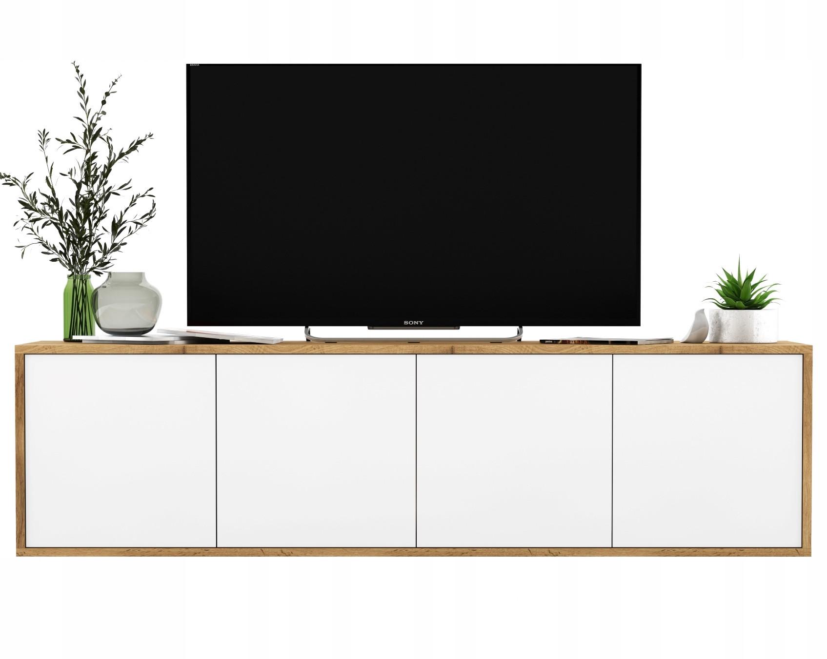 TV-SCHRANK Apollo2 Eiche wotan Weiß Matt 150 cm - Weiß, Holzwerkstoff (150/39/35cm) - Meble Lindner